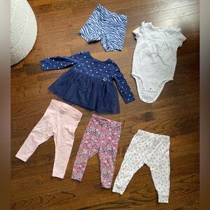 6pc LOT 12-24m girl mixed ‘play condition’ clothes USED tops bottoms mix match